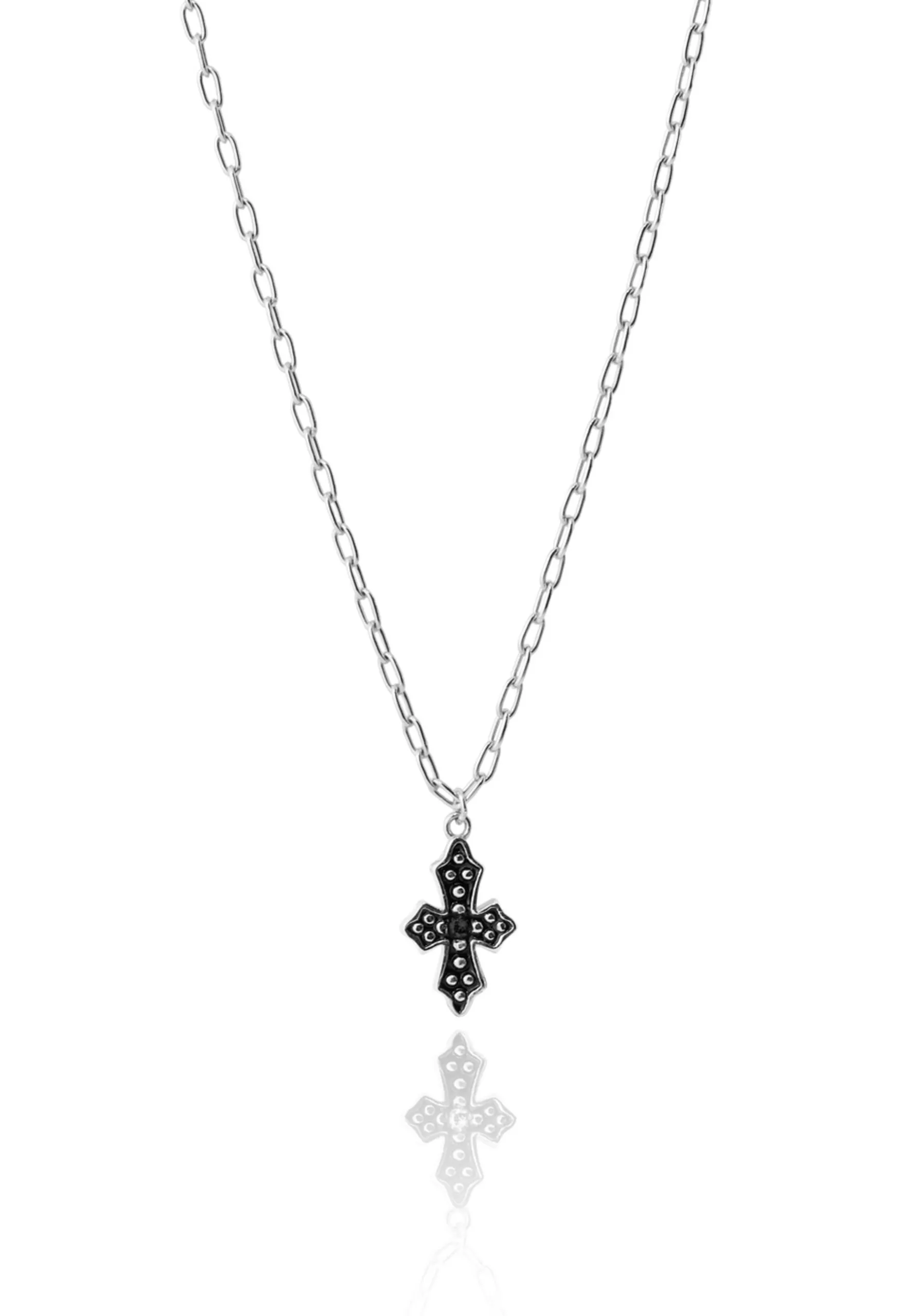 Collar BLACK CROSS plata