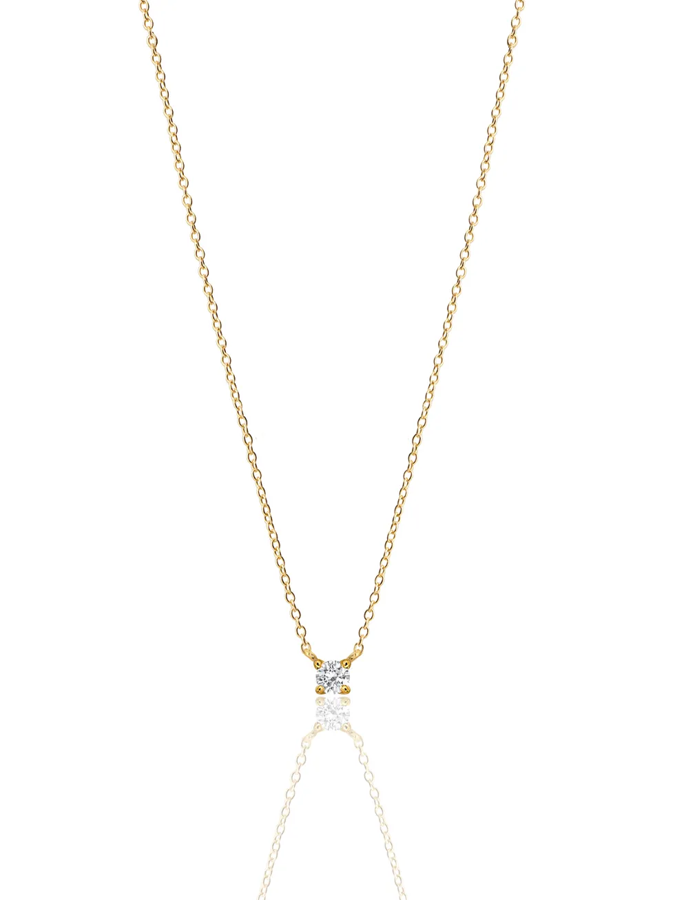 BRIGHT GLD. Collar plata de ley, baño oro, piedra zirconia.