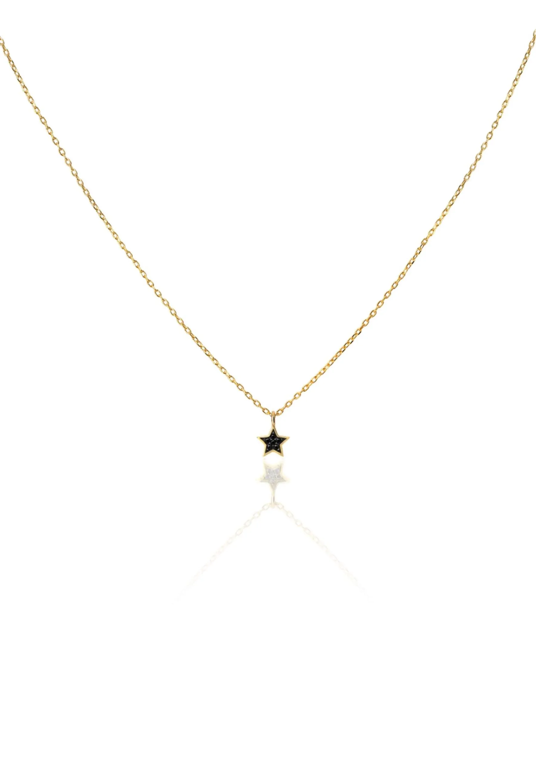 Collar ESTRELLA WCZ GLD. Plata de ley, zirconita negra.