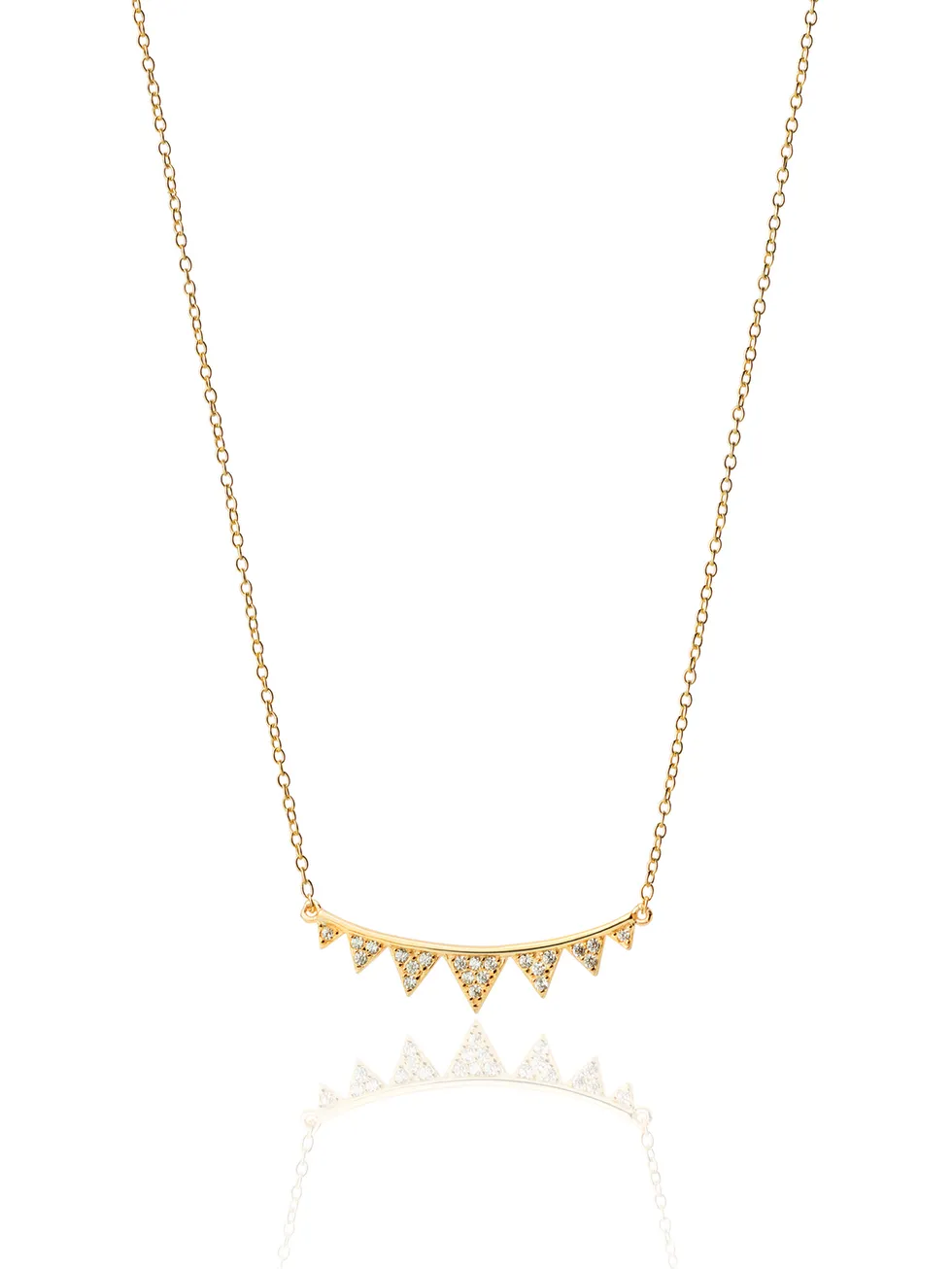 Collar de diminutos triangulos plata baño oro
