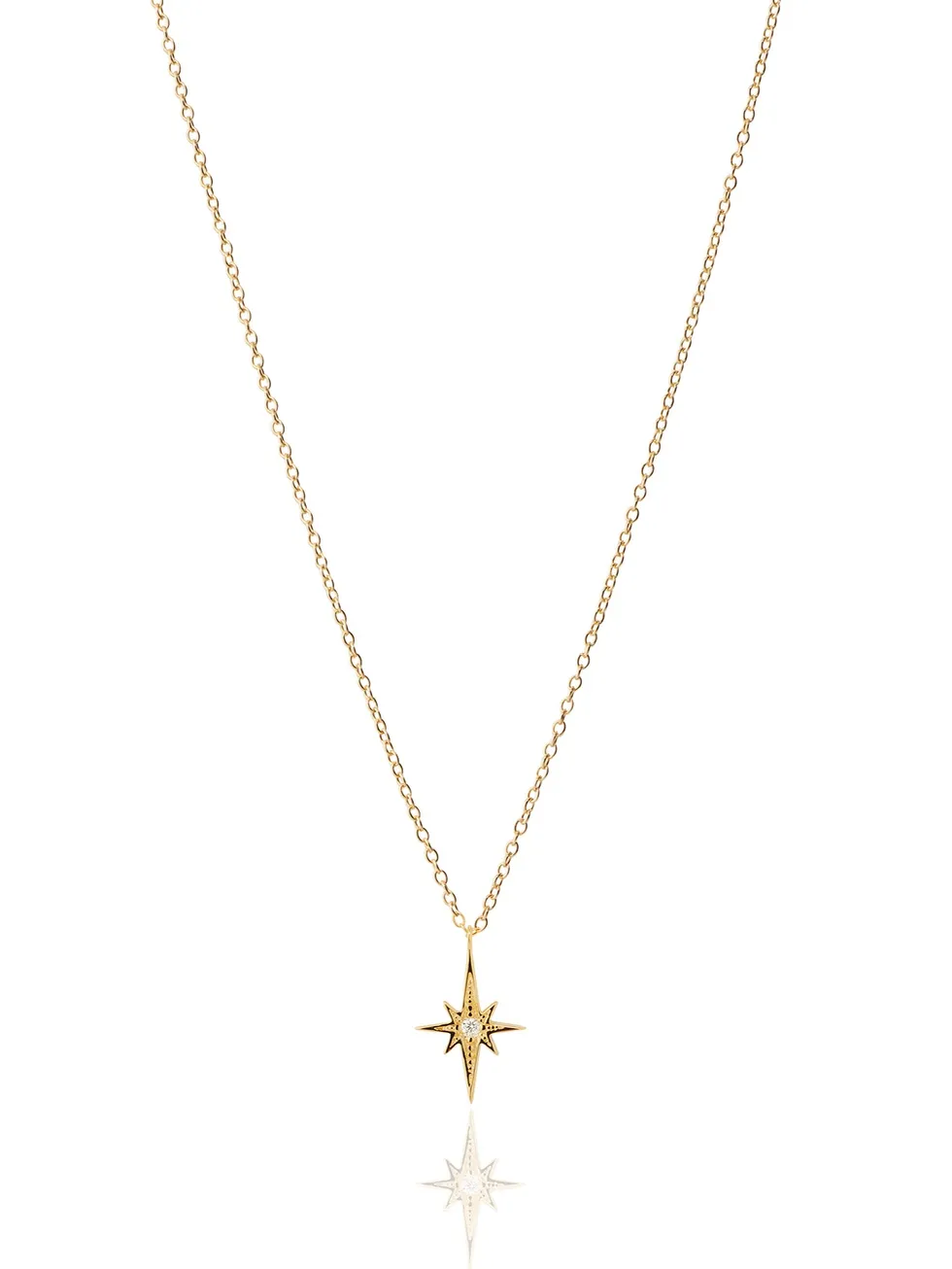 POLE STAR GLD. Collar plata de ley, baño oro, estrella polar, zirconitas.