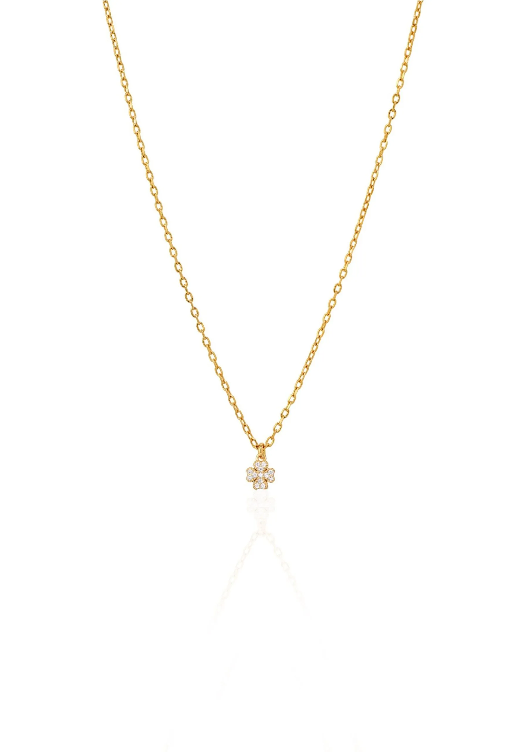 Collar TREBOL con circonitas en plata de ley y baño oro 24k