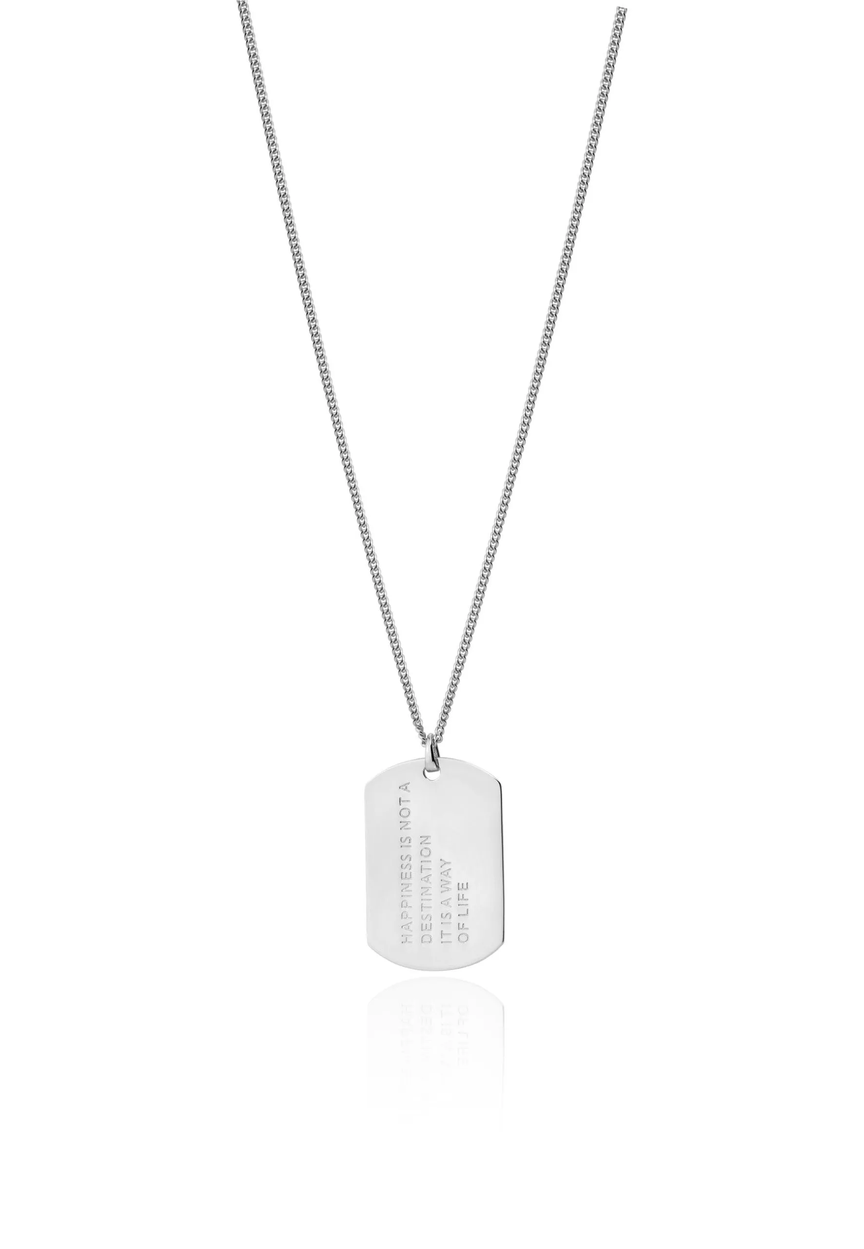 HAPPINESS Collar Medalla militar para hombre en plata de ley