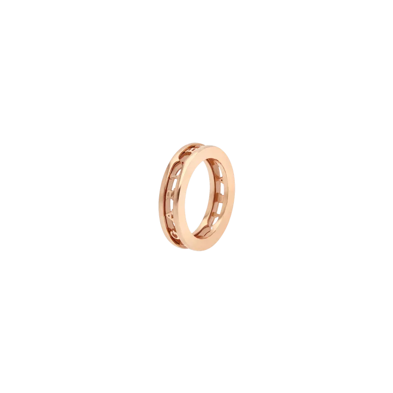 ANELLO A FASCIA B.ZERO1 IN ORO ROSA 18 KT CON SPIRALE TRAFORATA CON LOGO - AN859308