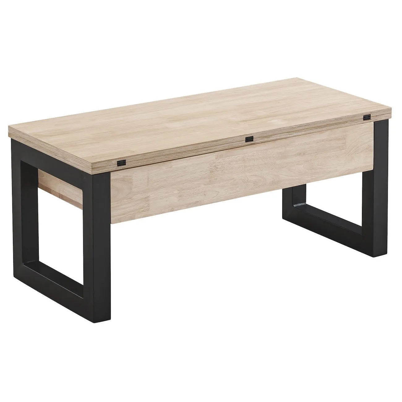 DIANA - Couchtisch, hochklappbar und umwandelbar Holz und Stahl schwarz L120