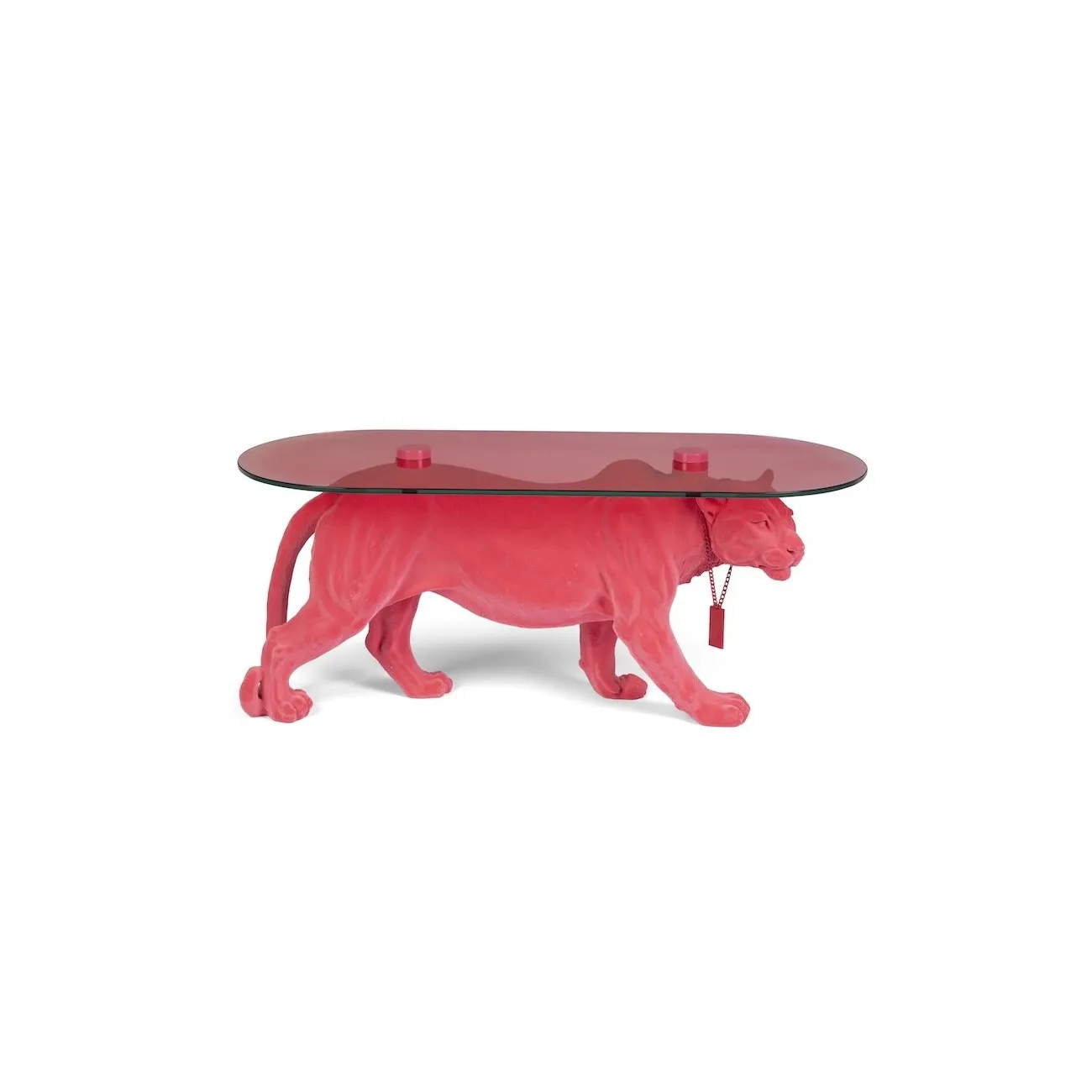 DOPE AS HELL - Ovaler Couchtisch aus rosa Glas L90