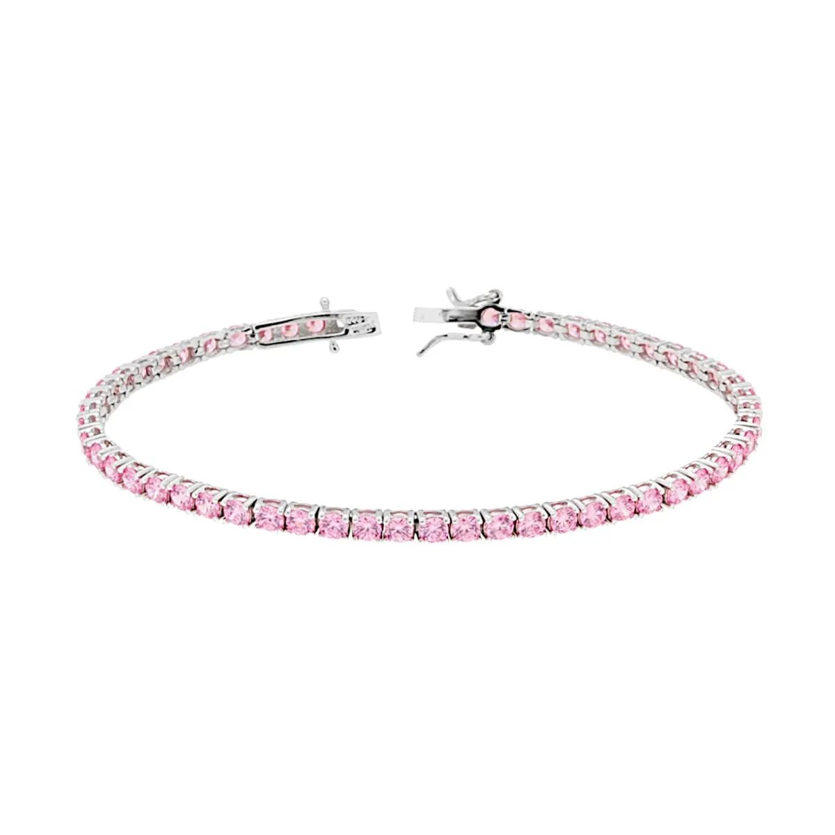 3mm Pink Tennis Bracelet, in S925 Silver and Zirconia