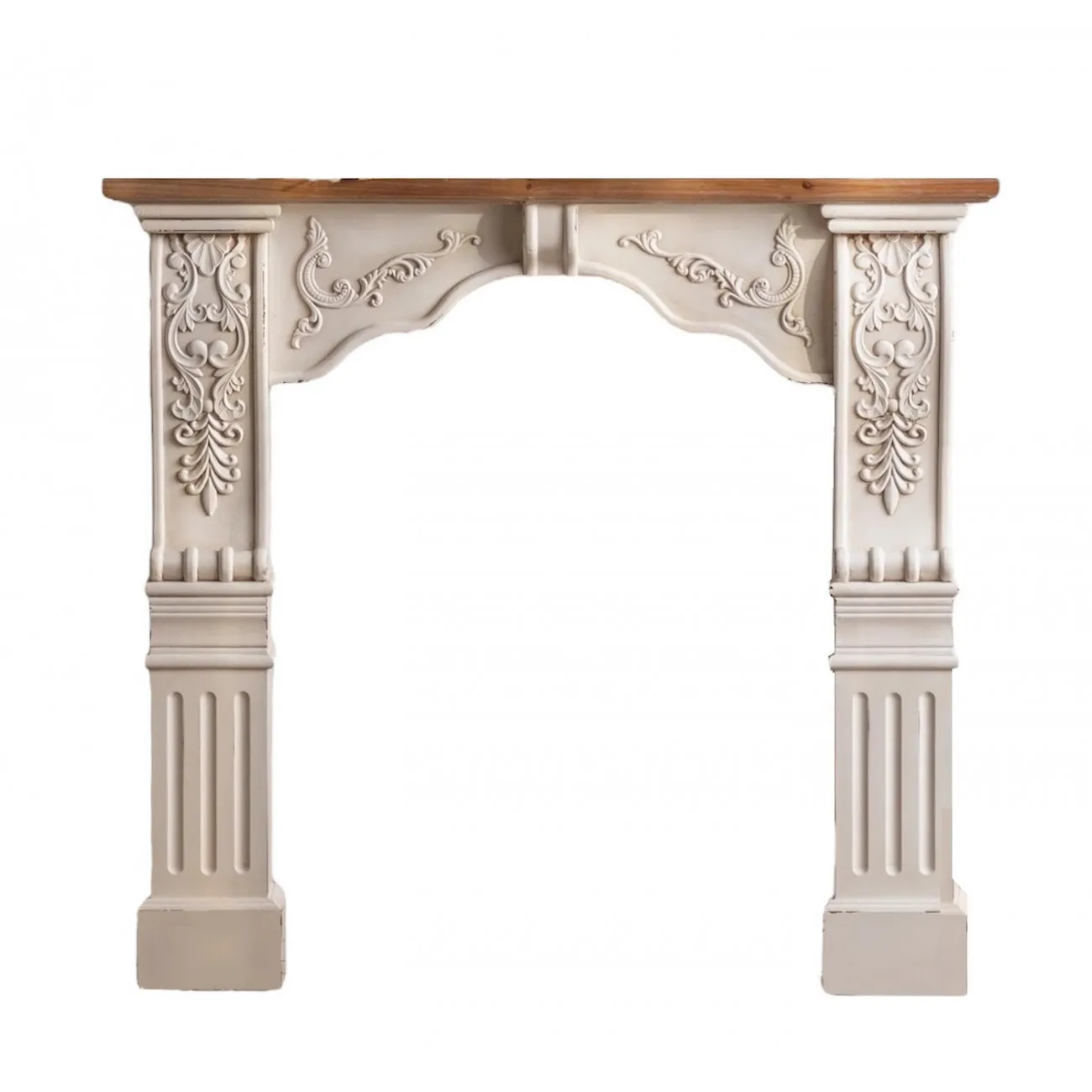 ELISABETH - Kaminmantel aus Holz, weiß