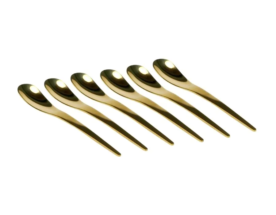 Premium Teelöffel Kaffeelöffel FERVEO Tarz GOLD SHINY 6er Set
