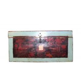 Truhe China antik ca. 100 Jahre Türkis Original