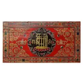 Tibet sehr große Truhe mit feinster traditioneller Malerei auf Pinienholz