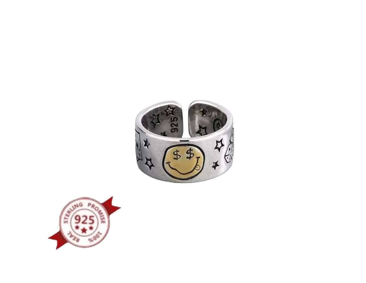 Anello regolabile fascia smile argento 925