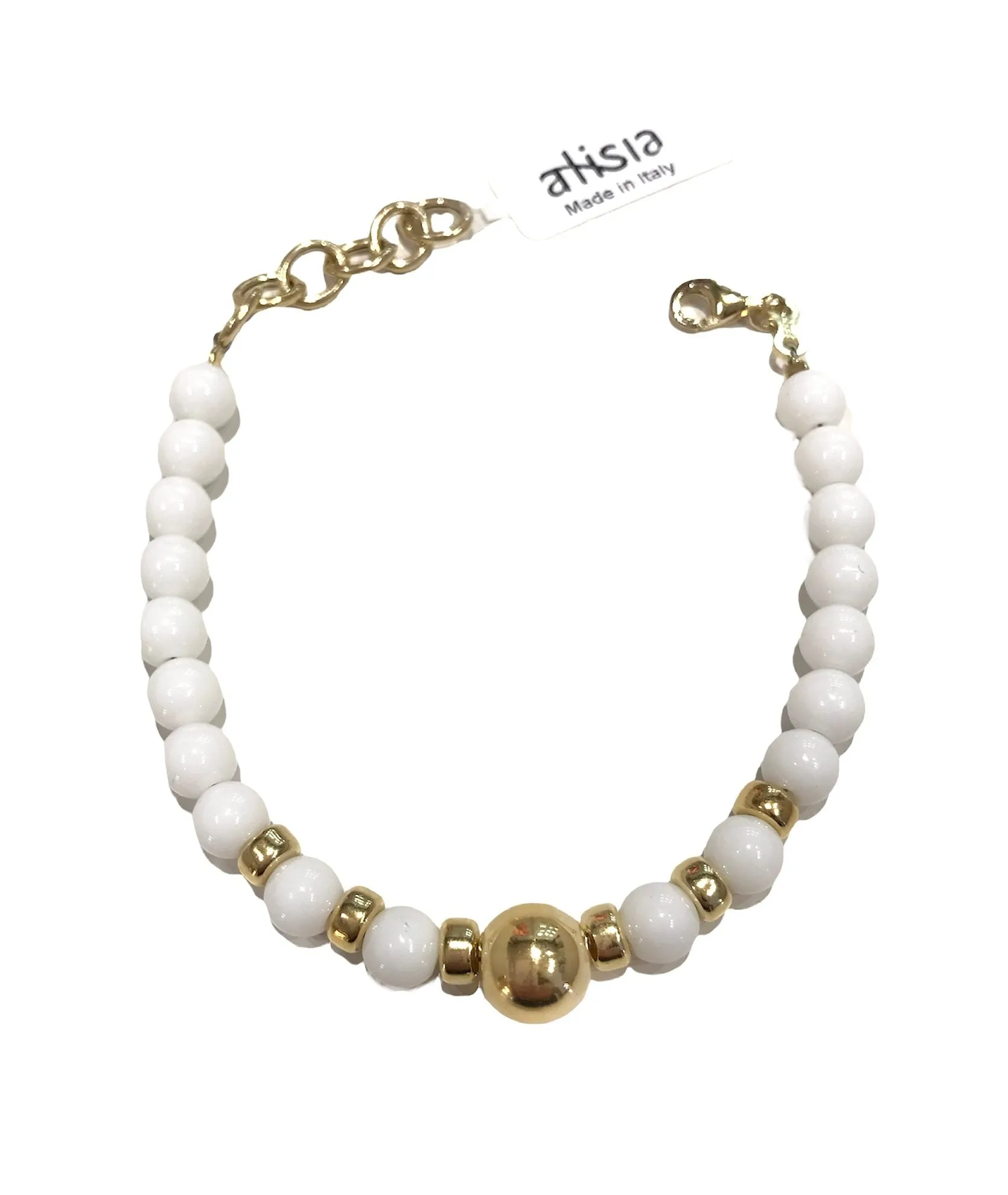Bracciale donna Alisia pietre bianche e sfera centrale