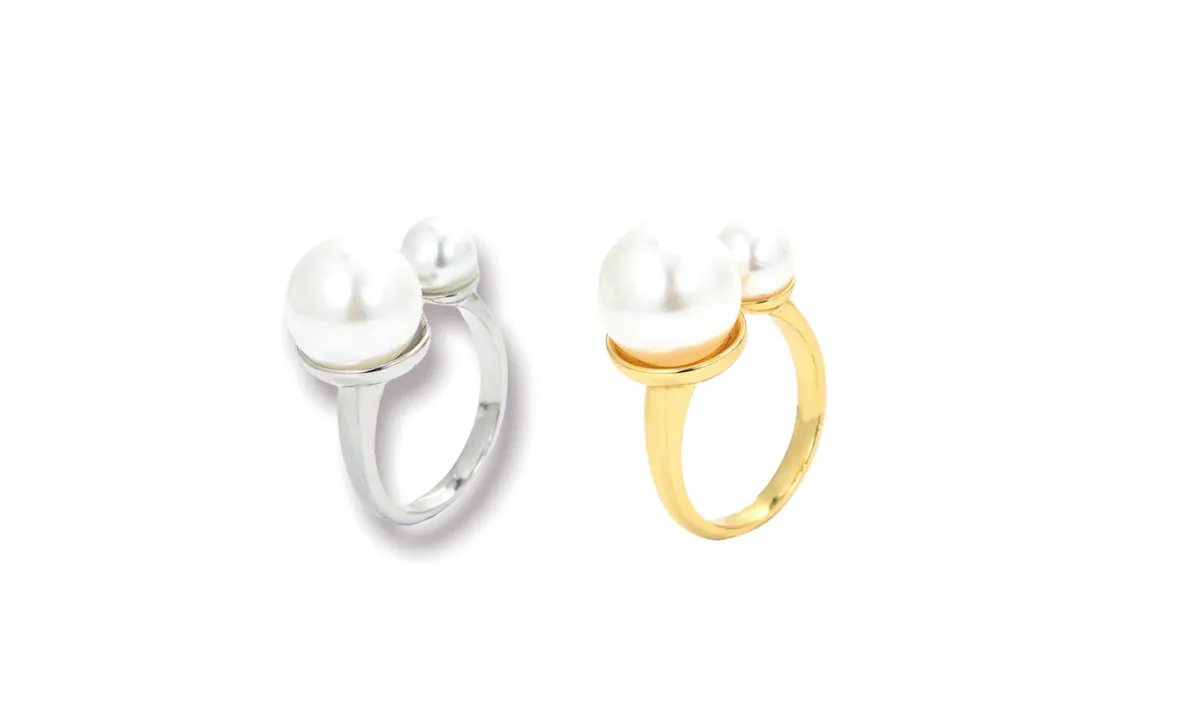 Anello regolabile doppia perla Double pearl