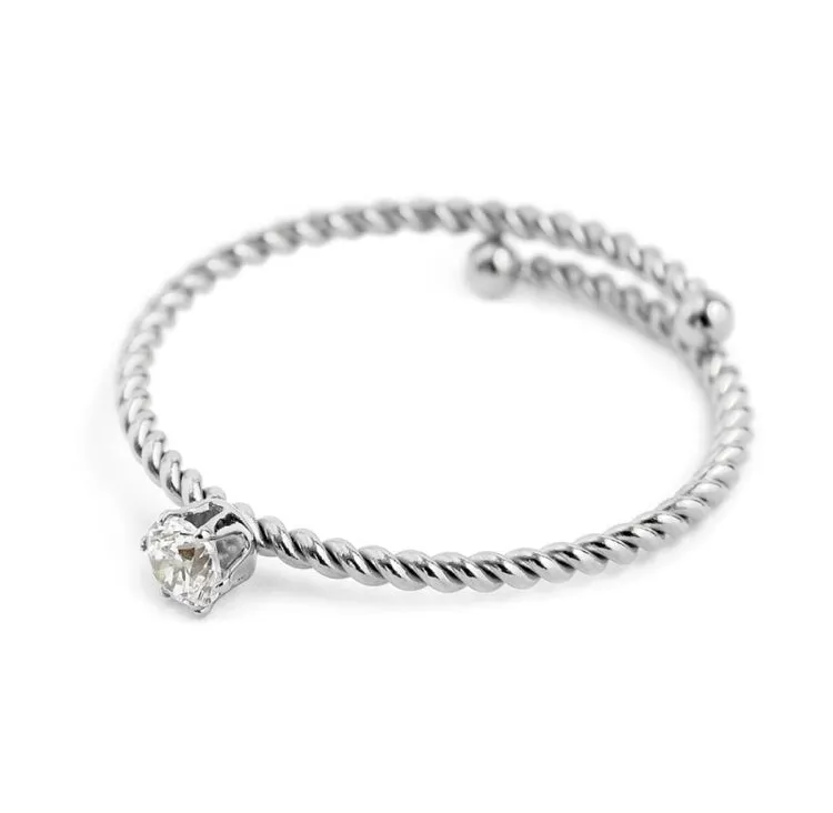 ANELLO MARLÙ DONNA CRISTALLO BIANCO 3 MM ACCIAIO