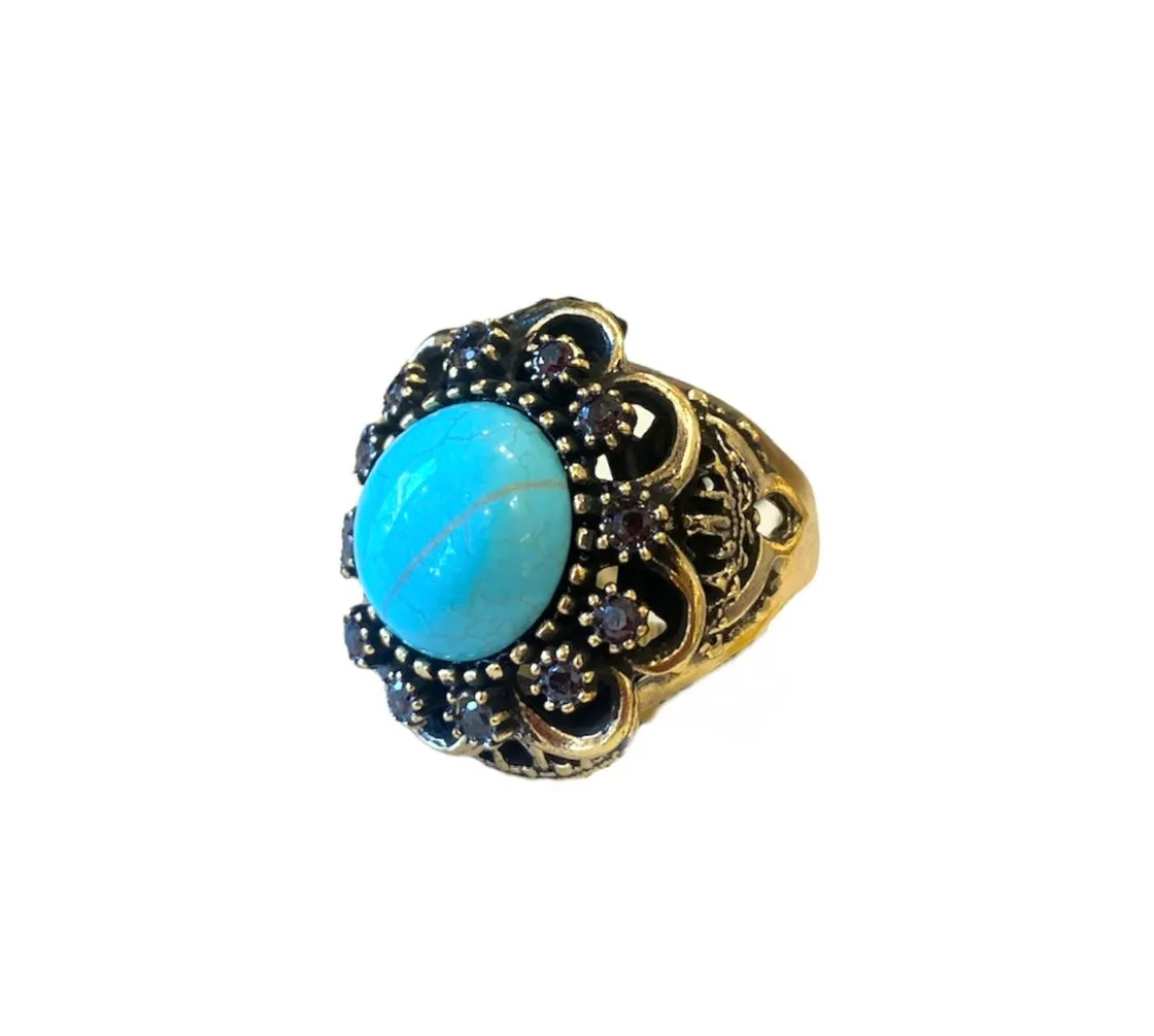 Anello Alcozer donna fiore turchese
