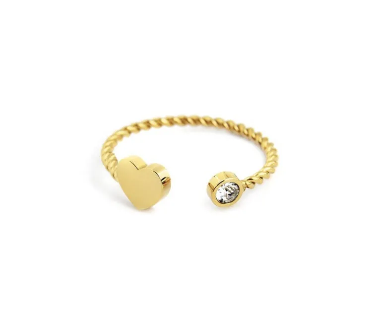 ANELLO MARLÙ DONNA FALANGINA CON CUORE E CRISTALLO BIANCO PVD ORO