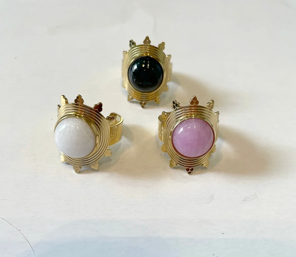 Anello formentera pietra dura regolabile