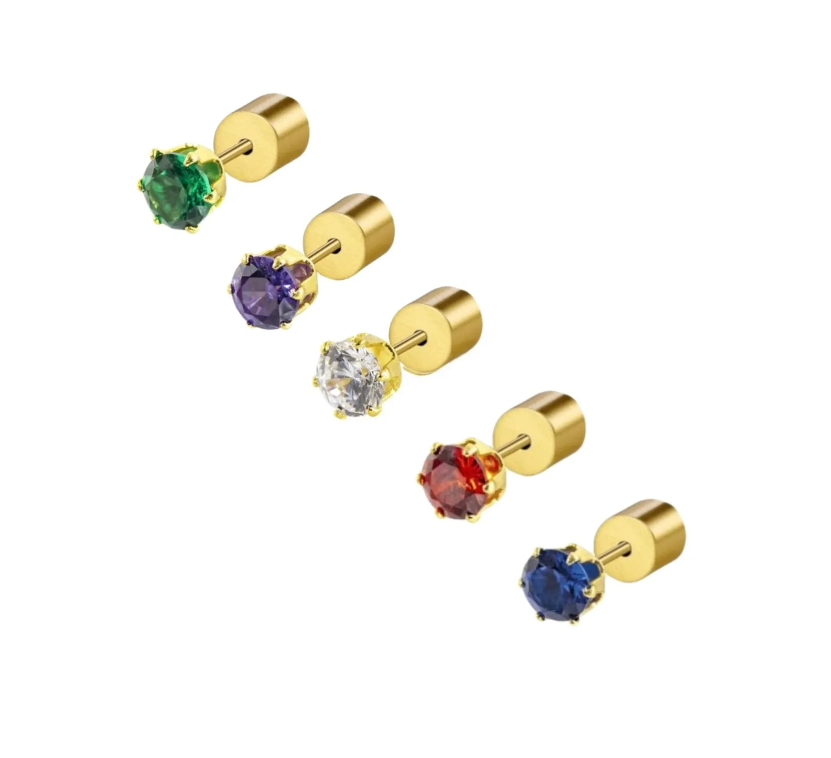 Mono orecchino Marlù zircone pvd oro 4mm