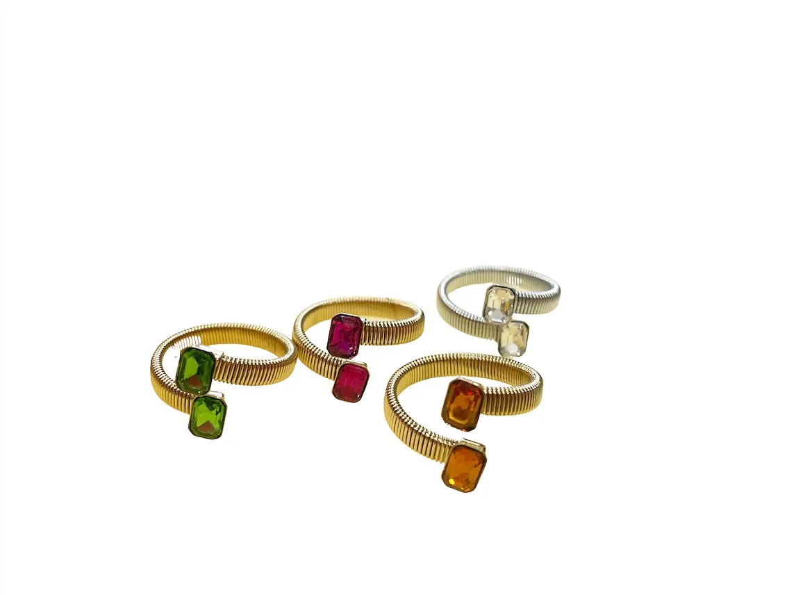 Anello snake molla con zirconi