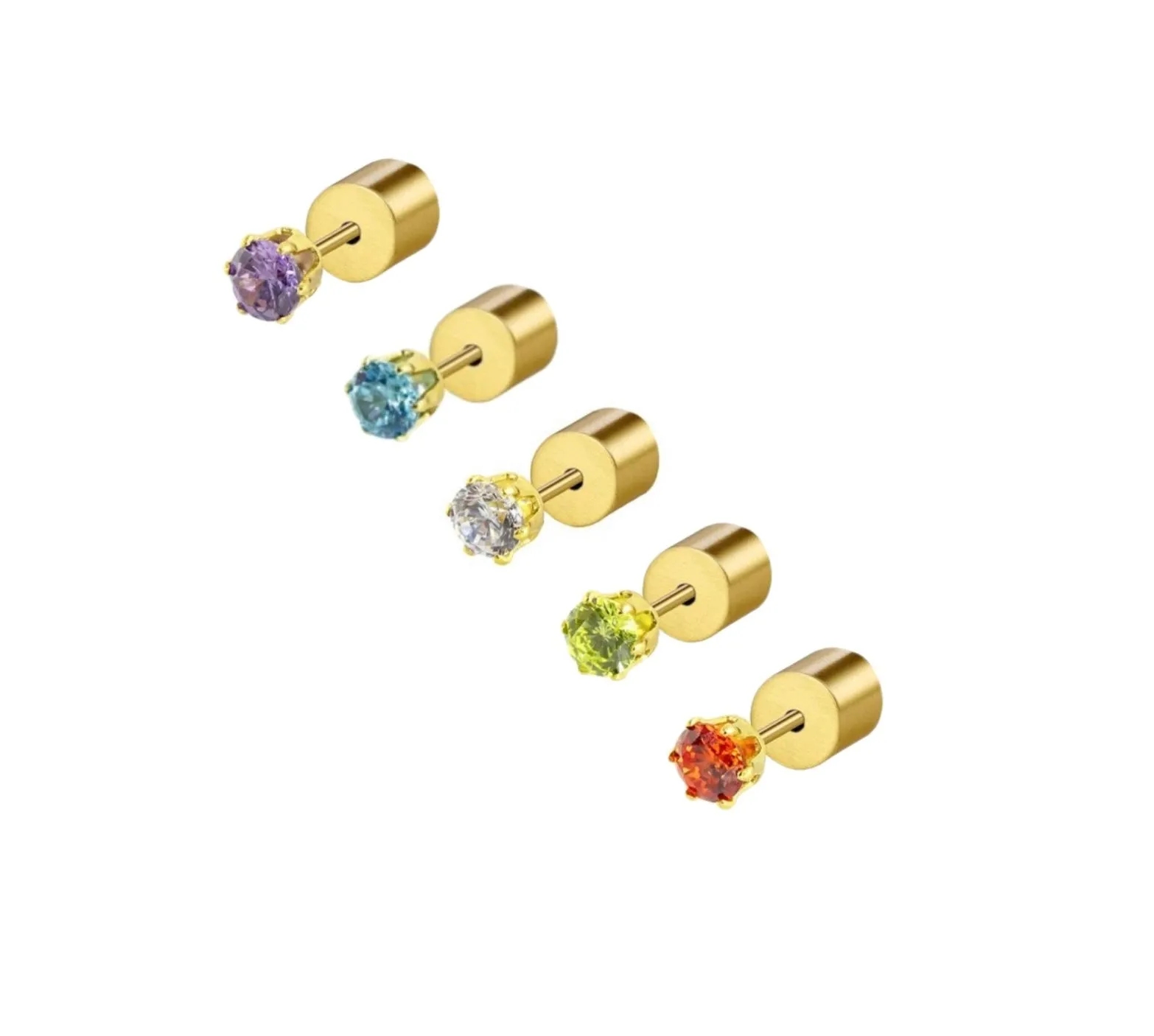 Mono orecchino Marlù zircone pvd oro 3mm