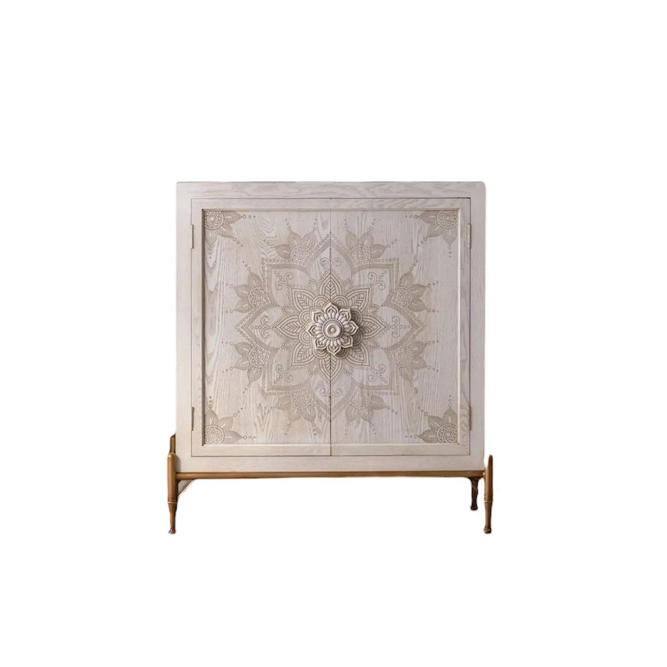 KAYLA - 2-türiger Aufbewahrungsschrank aus gebleichtem Holz L85