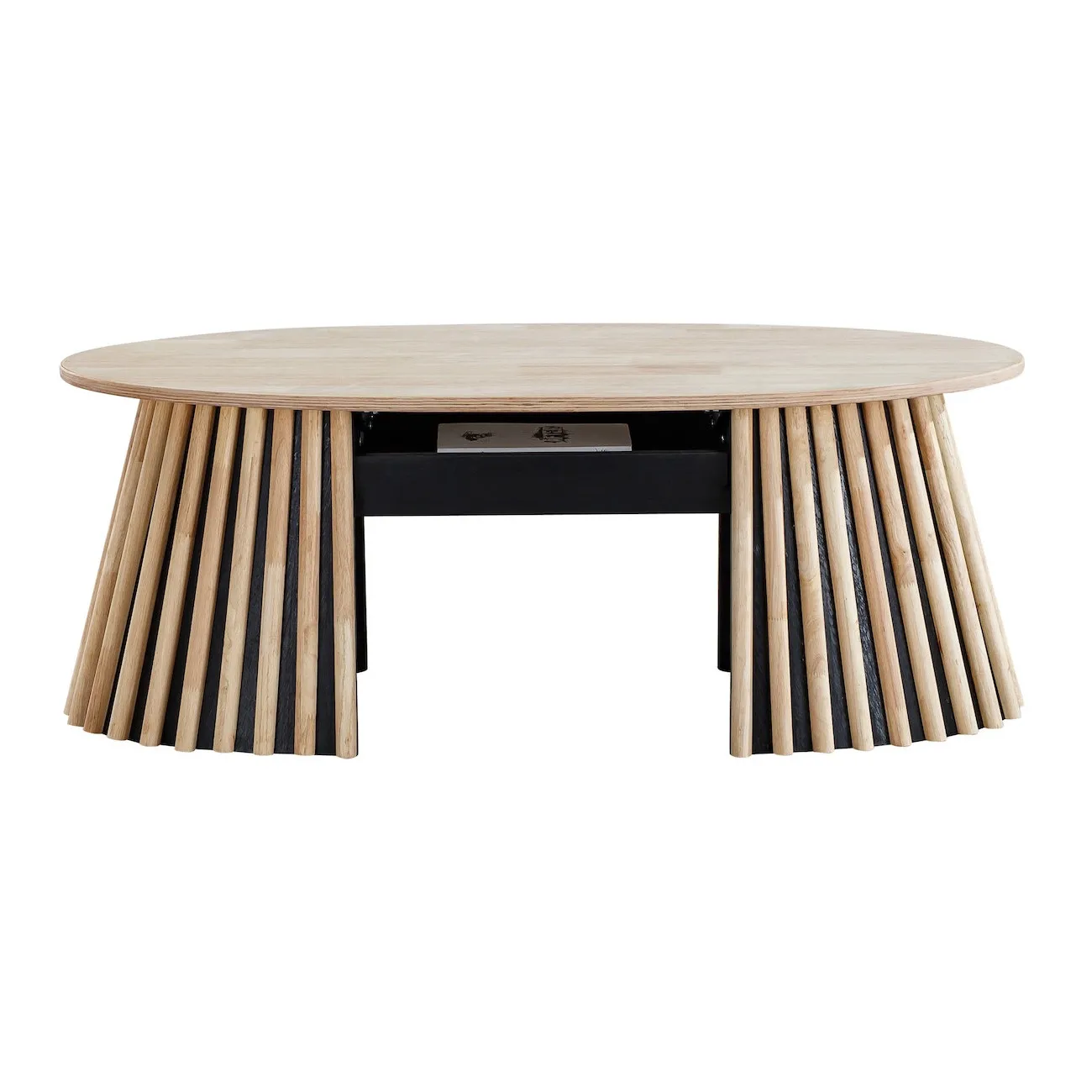 LANDIA - Ovaler Couchtisch aus Holz, hochklappbar B120