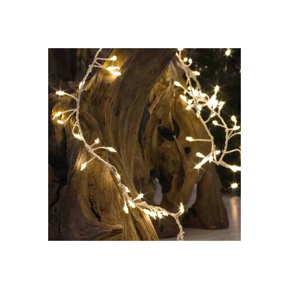 LED-Clusterlightkette 720 warmweiße LEDs L=7,2m IP44 silberner Draht