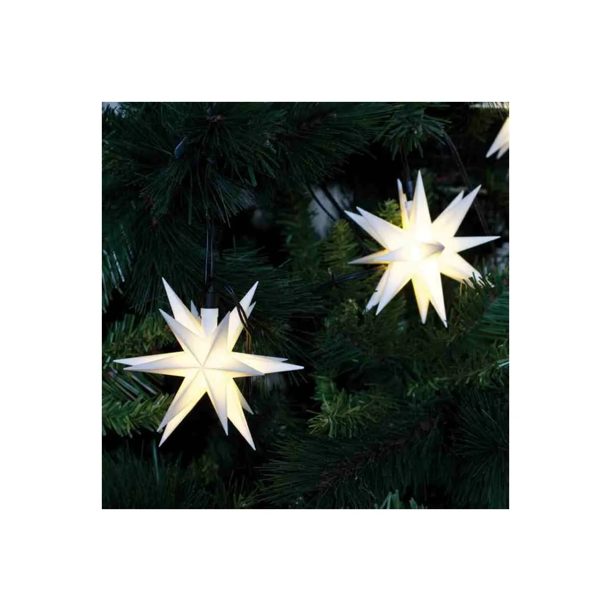 LED-Weihnachtsbaumkette 9-flg. weiße Sterne LEDs warmweiß