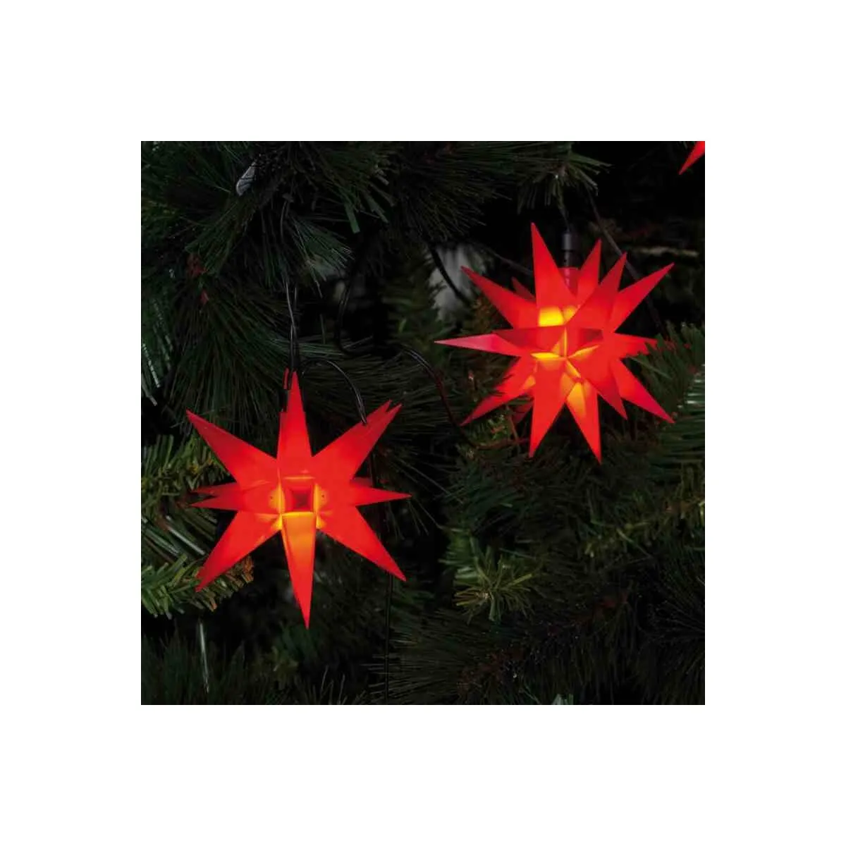 LED Weihnachtsbaumkette Deko Lichterkette 9 rote Sterne LEDs warmweiß