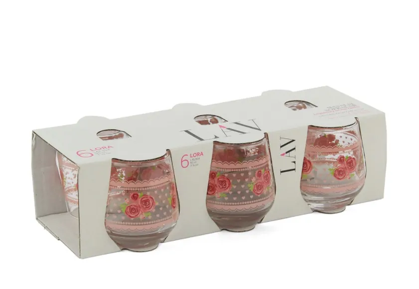 LAV Kleine Wassergläser LORA zum Kaffee mit Blumenmotiven