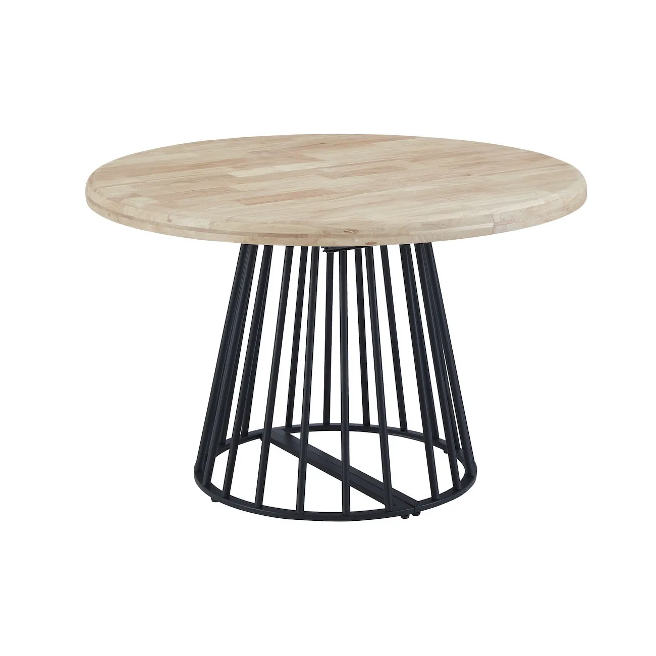 LUNE - Runder ausziehbarer Esstisch mit schwarzem Fuß D 120