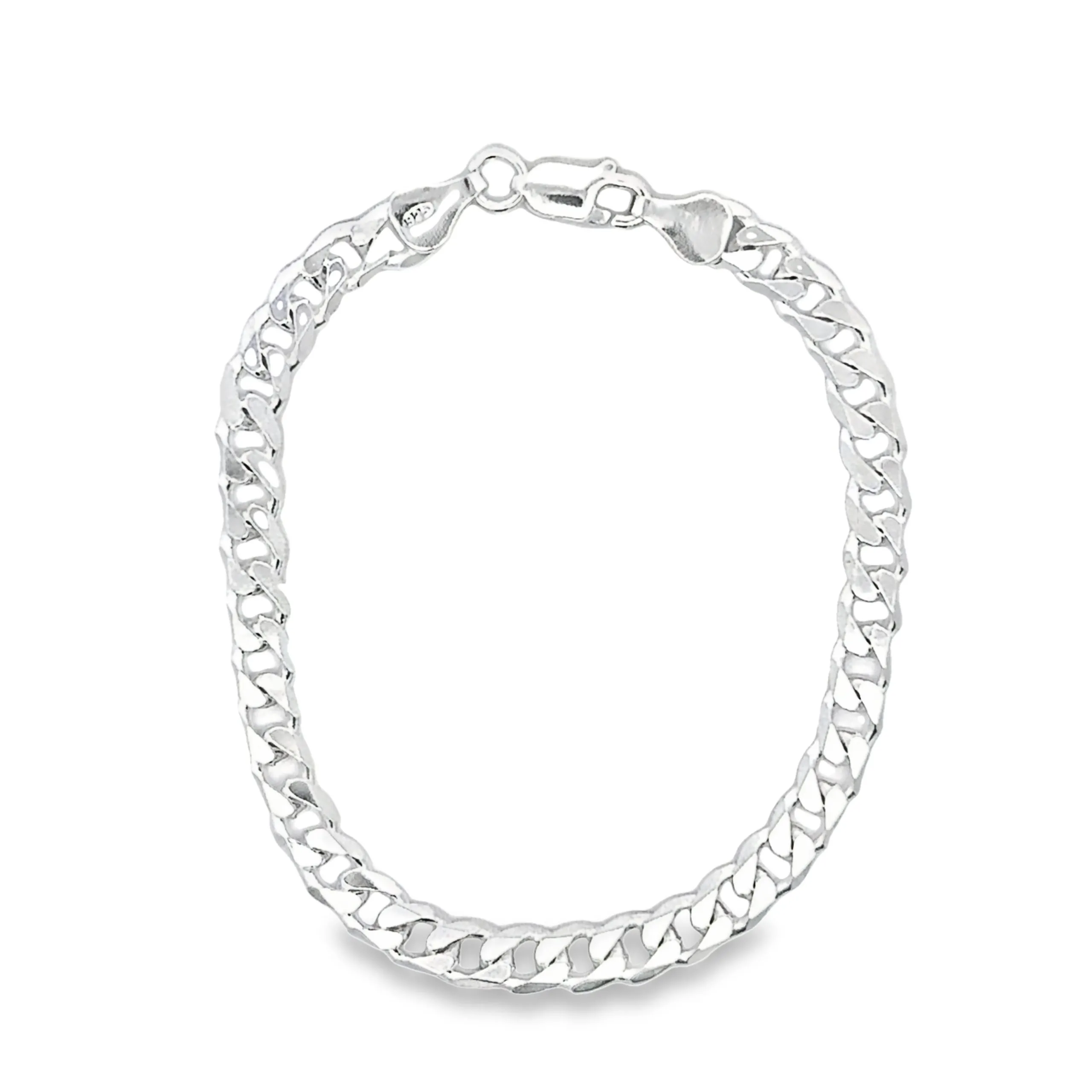 Bracciale catena barbazzale 5,5 mm, argento 925, made in Italy