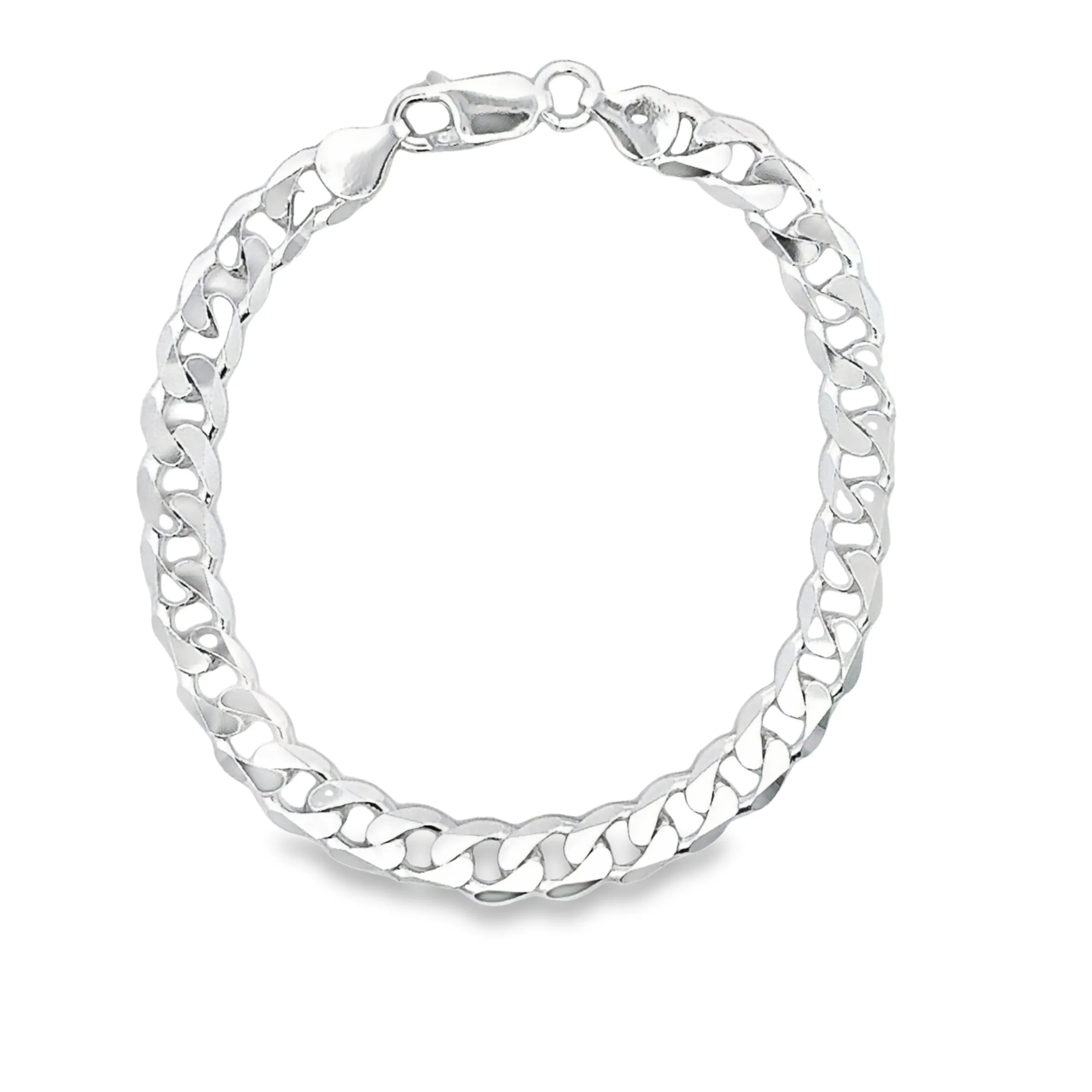 Bracciale catena barbazzale 7 mm, argento 925, made in Italy
