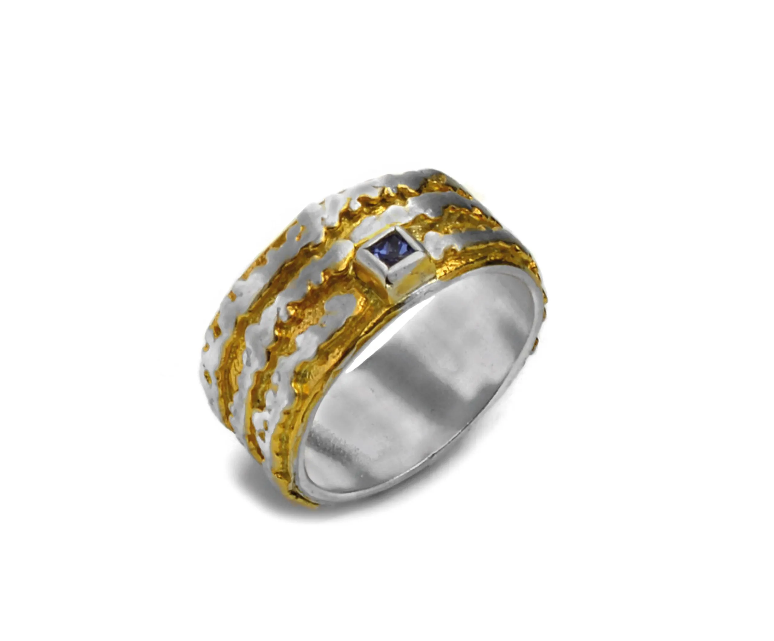 Anello in argento e placcato argento con tanzanite, misura 58