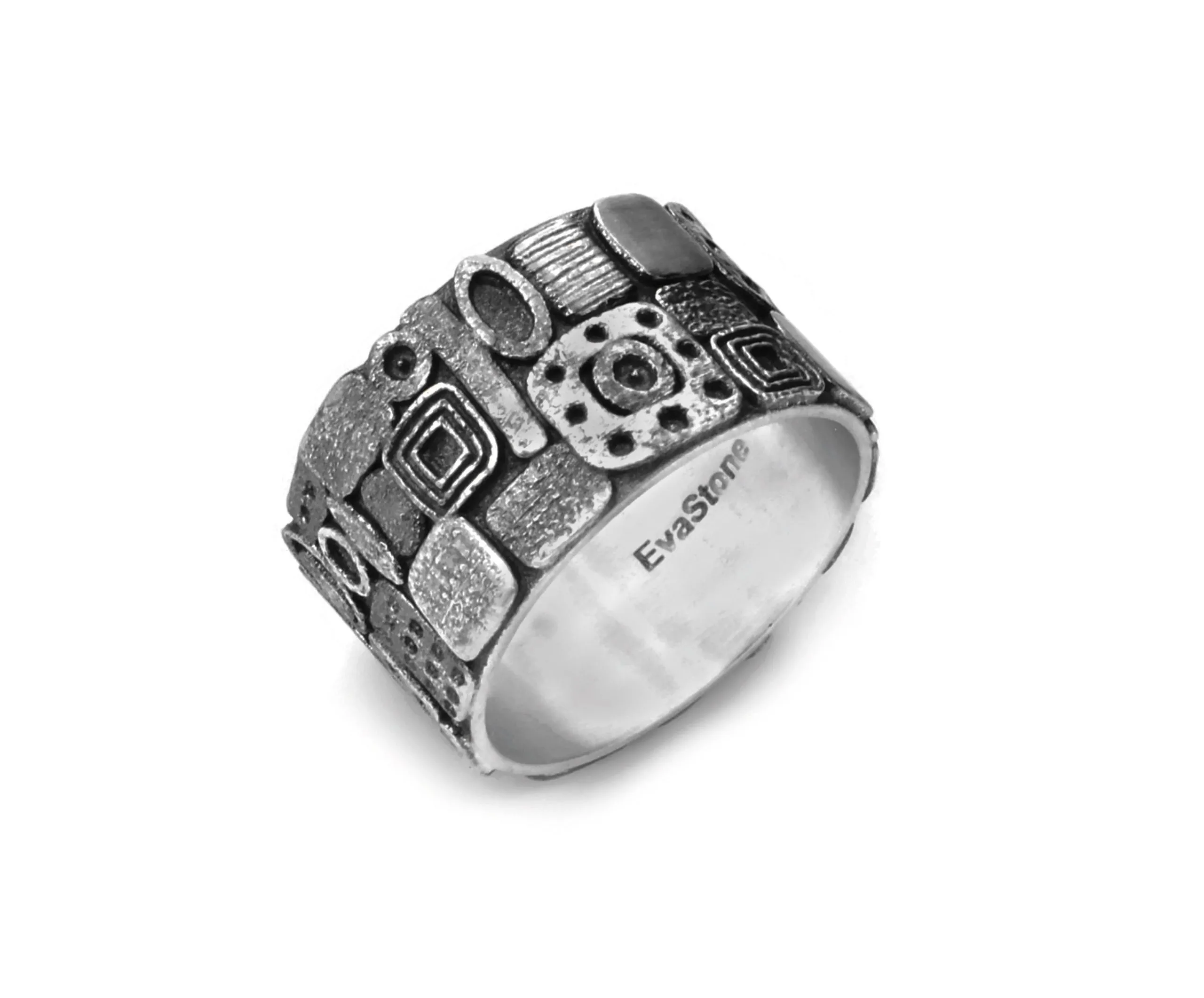 Anello in argento e argento annerito, misura 58