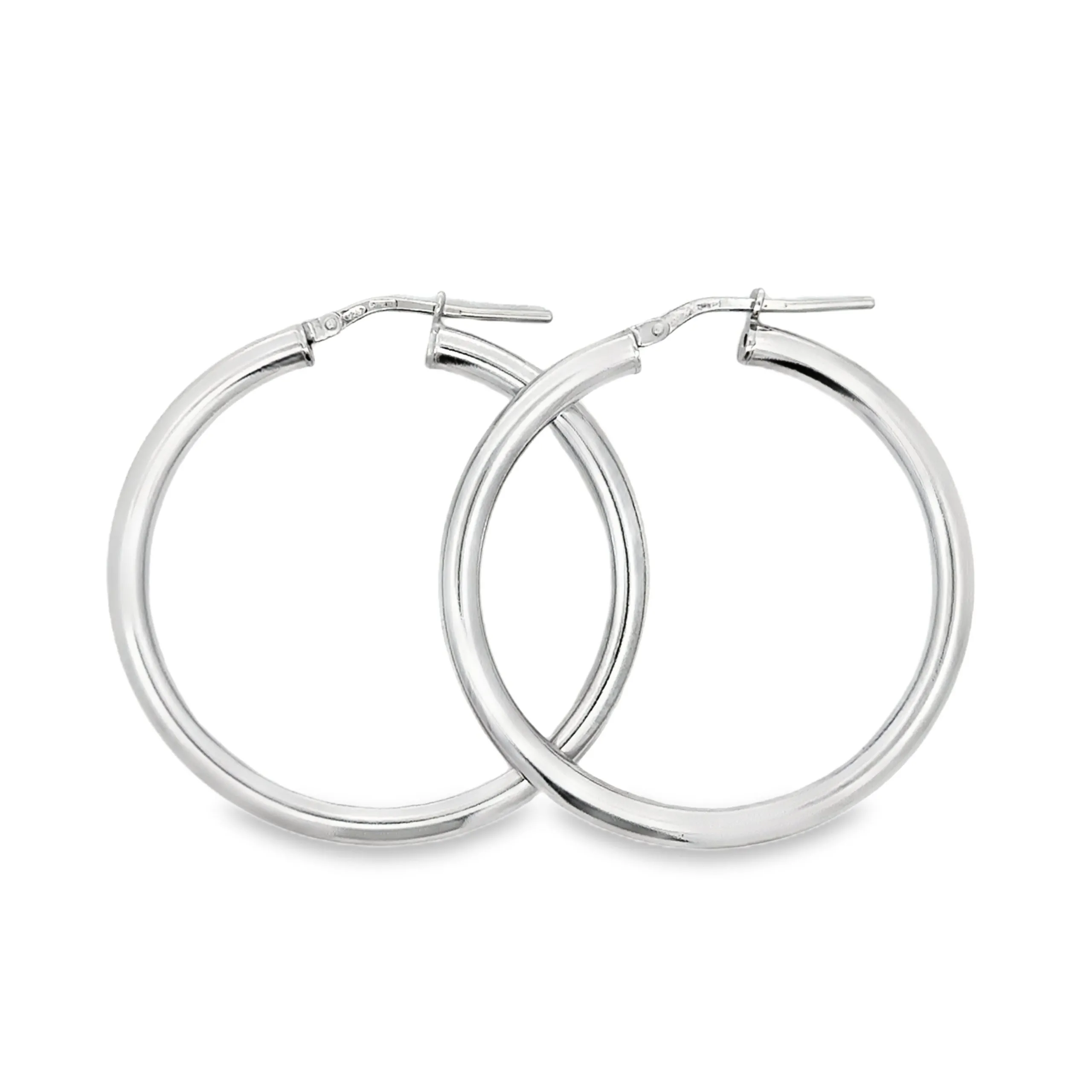 Creola in argento rodiato, diametro 28 mm, spessore 4 mm