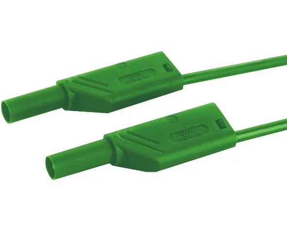 2m Laborkabel Messkabel GRÜN  1qmm 16A mit üblichen 4mm Sicherheitstecker