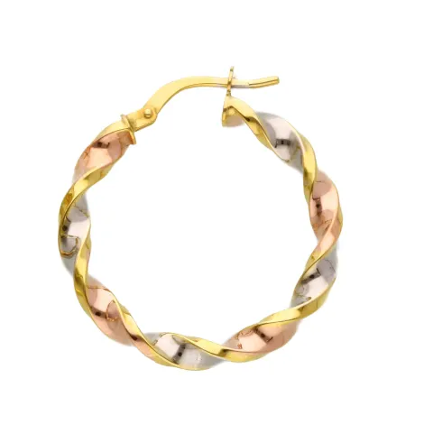 Monorecchino Cerchio Tre Ori 9kt Intrecciati