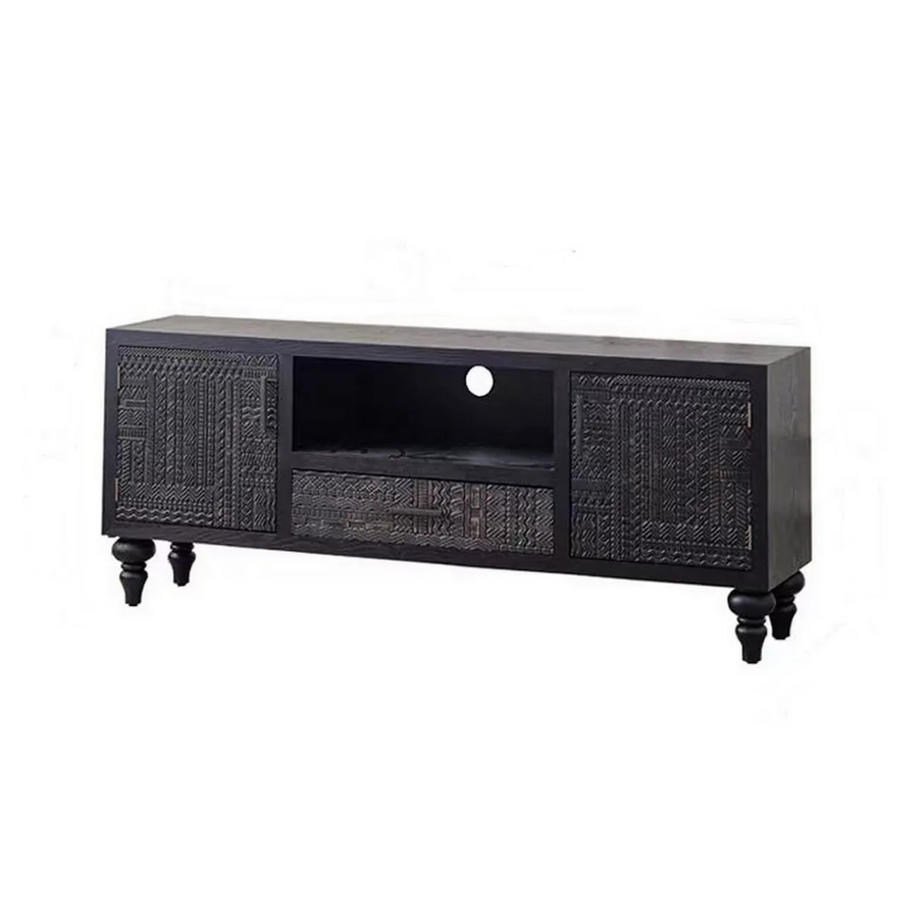 NEPAL - TV-Möbel aus schwarzem Holz L152