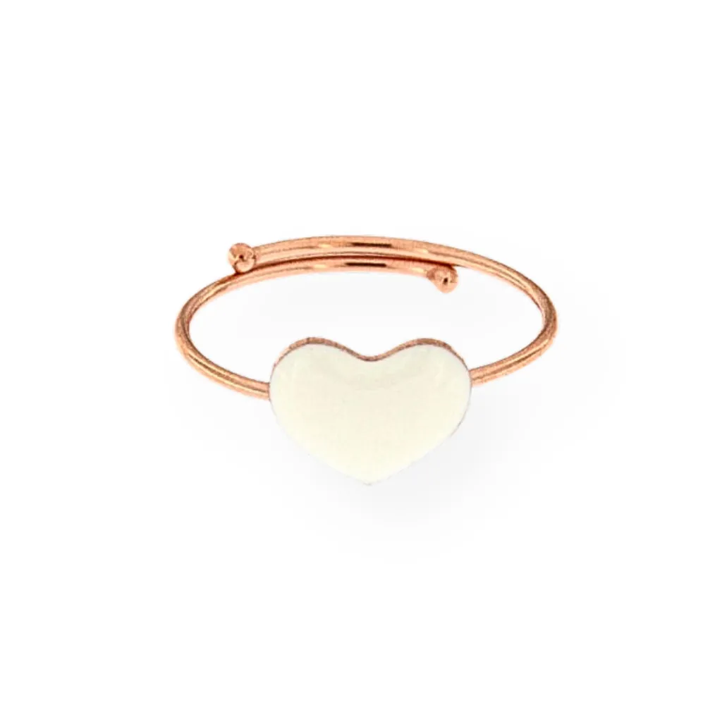Adjustable Enamel Heart Ring – Elegant Unisex Style