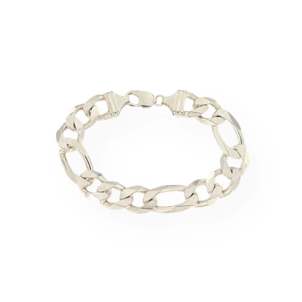 3+1 Curb Bracelet in 925 Silver for Men, Elegant
