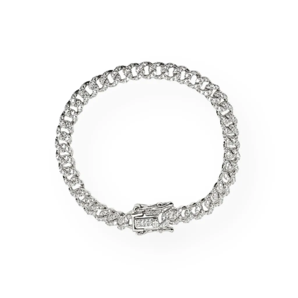 8mm Silver and Gold Curb Bracelets with Zirconia