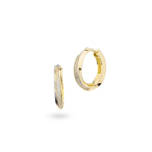 Orecchini a cerchio placcati oro giallo con pavè di zirconi Boccadamo