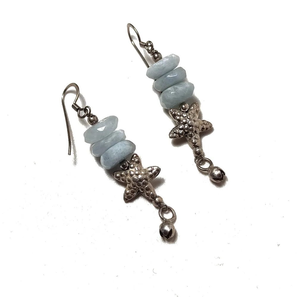 Milchaquamarin- und Seestern-Ohrringe – NAUTILUS