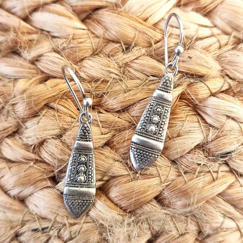 Ethnische OHRRINGE aus 925er Silber, Mini-KAREN-Tropfen