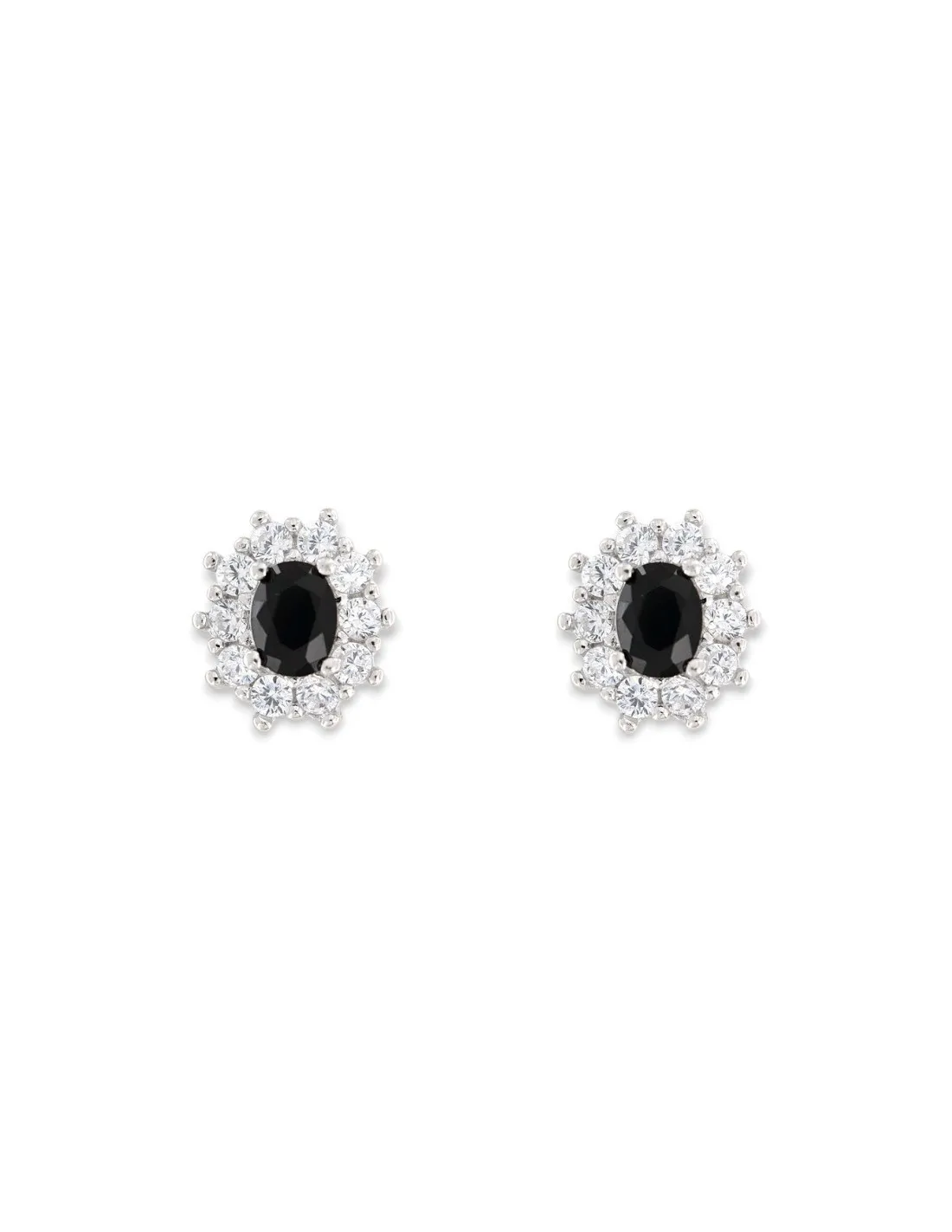 Orecchini Argento Rodiato Principessa Nera 4x3MM