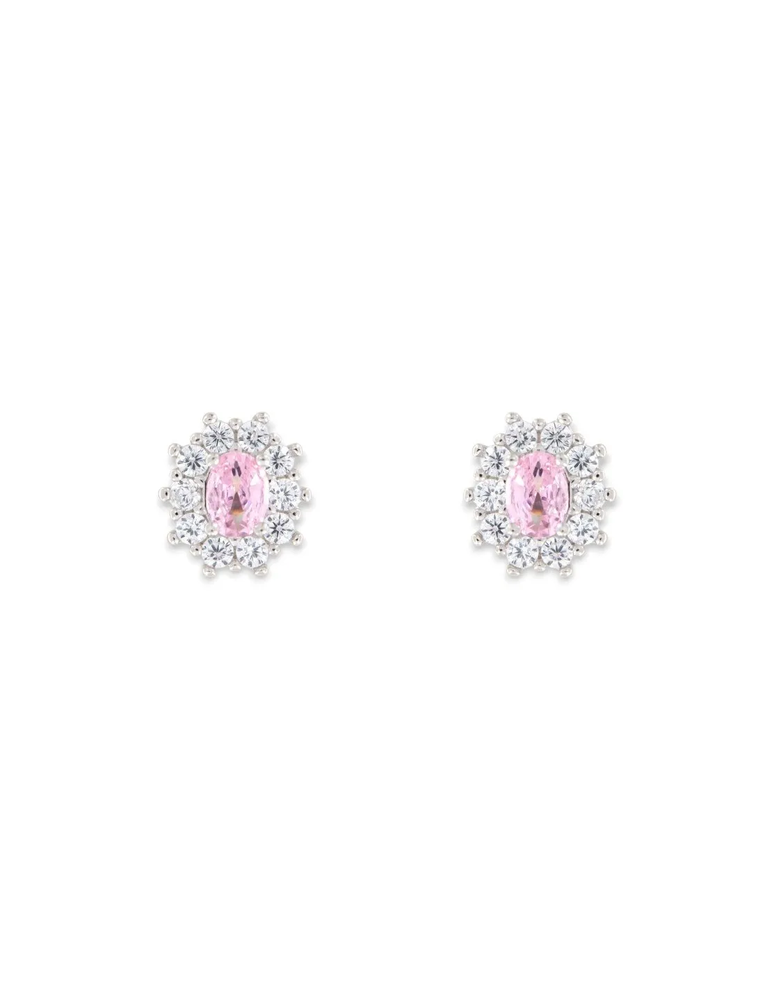 Orecchini Argento Rodiato Principessa Rosa 4x3MM