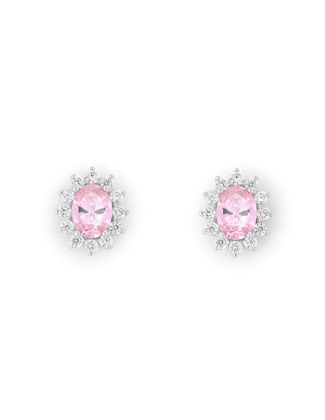 Orecchini Argento Rodiato Principessa Rosa 8x6MM