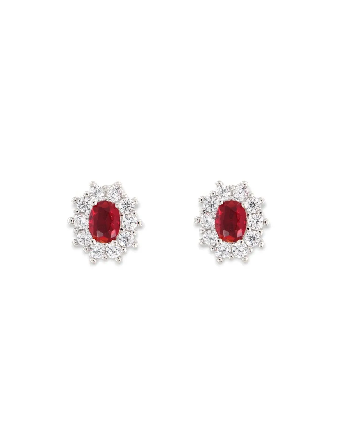 Orecchini Argento Rodiato Principessa Rossa 4x3MM